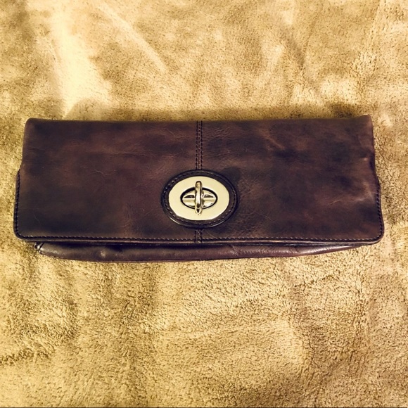 Danier Handbags - Genuine Leather Clutch Purse - Plum